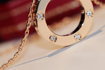 [Vicky] LIEBESHALSKETTE 16MM 6 DIAMANTEN ROTGOLD