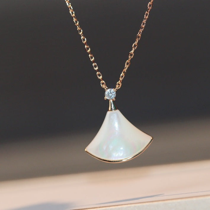 [Vicky]DREAM NECKLACE WHITE MOP PINK GOLD 1 DIAMOND