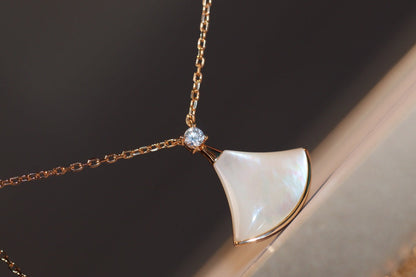 [Vicky]DREAM NECKLACE WHITE MOP PINK GOLD 1 DIAMOND