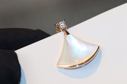 [Vicky]DREAM NECKLACE WHITE MOP PINK GOLD 1 DIAMOND