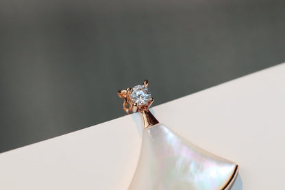 [Vicky]DREAM NECKLACE WHITE MOP PINK GOLD 1 DIAMOND