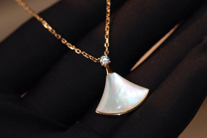 [Vicky]DREAM NECKLACE WHITE MOP PINK GOLD 1 DIAMOND