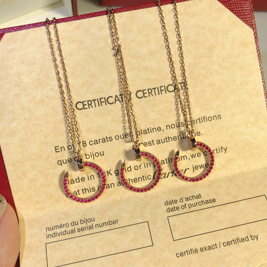 [Vicky]JUSTE NECKLACE GOLD RED DIAMONDS