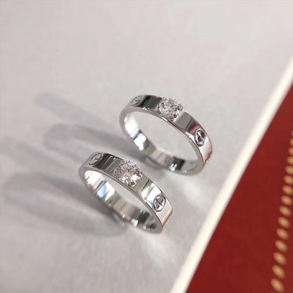 [Vicky]Liebesring 3,6 mm 1 großer Diamant