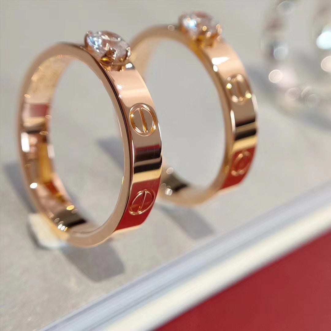 [Vicky]Liebesring 3,6 mm 1 großer Diamant