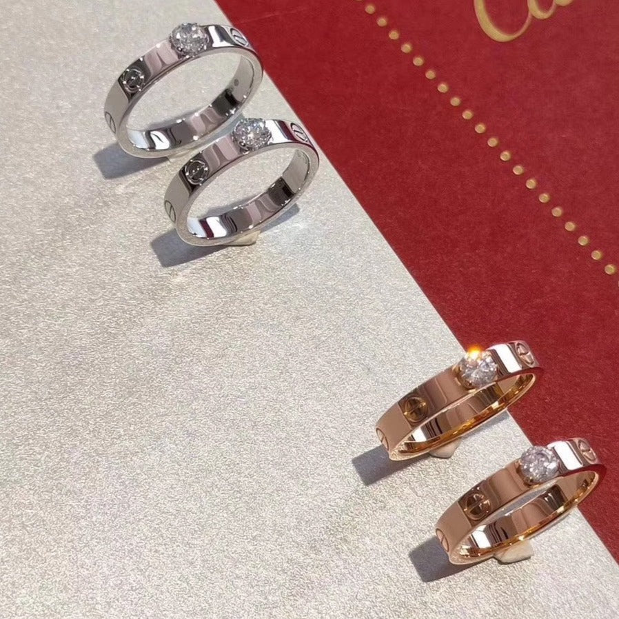 [Vicky]Liebesring 3,6 mm 1 großer Diamant