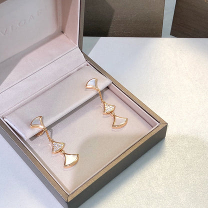 [Vicky]DREAM EARRINGS 3 MOTIFS DIAMOND MOP PINK GOLD