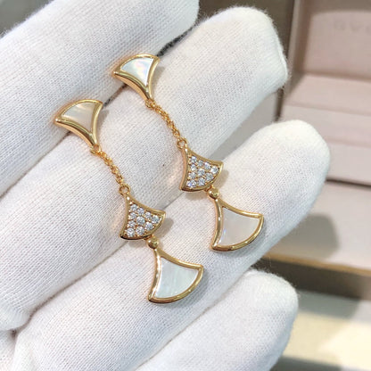 [Vicky]DREAM EARRINGS 3 MOTIFS DIAMOND MOP PINK GOLD