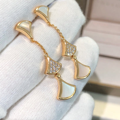 [Vicky]DREAM EARRINGS 3 MOTIFS DIAMOND MOP PINK GOLD