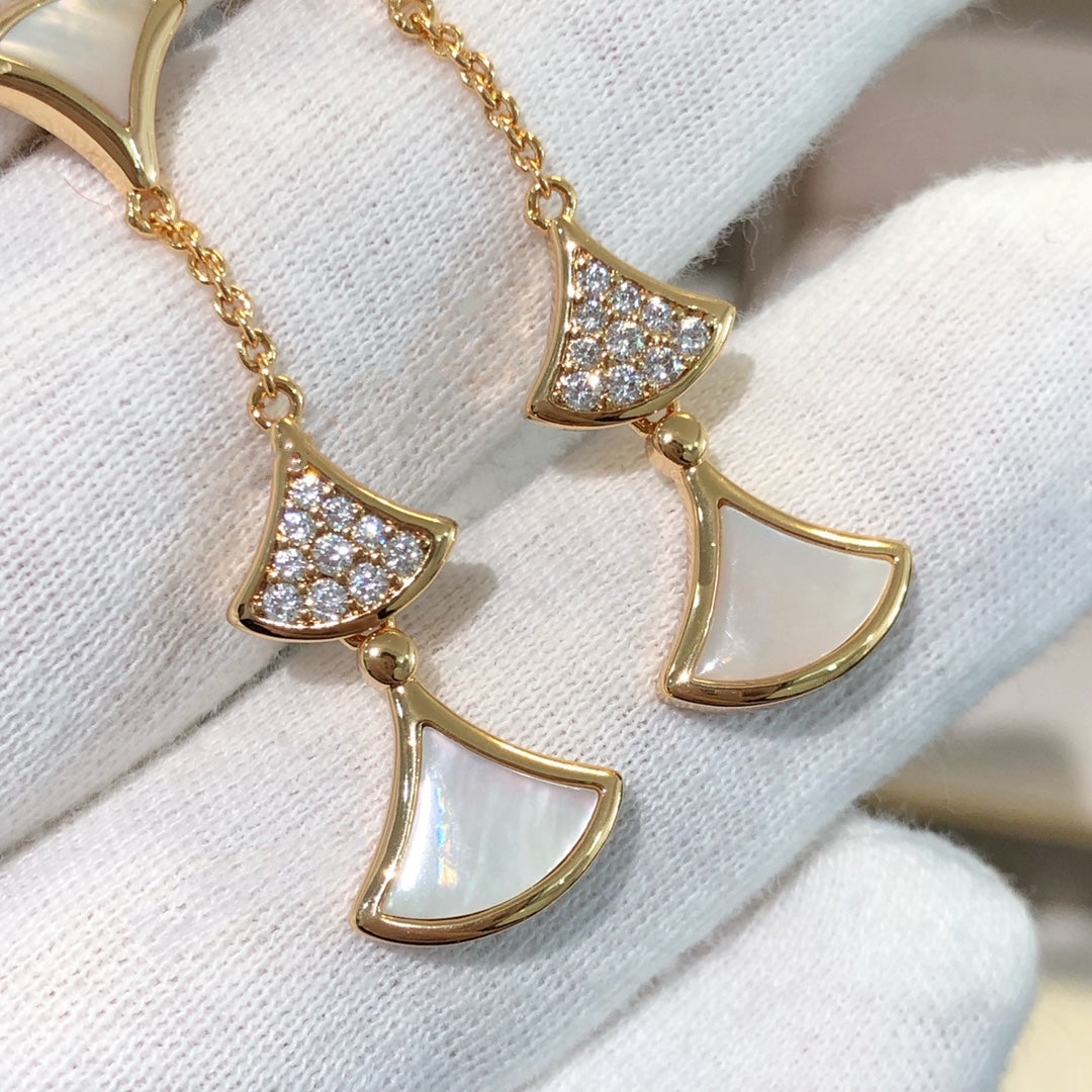 [Vicky]DREAM EARRINGS 3 MOTIFS DIAMOND MOP PINK GOLD