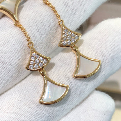 [Vicky]DREAM EARRINGS 3 MOTIFS DIAMOND MOP PINK GOLD