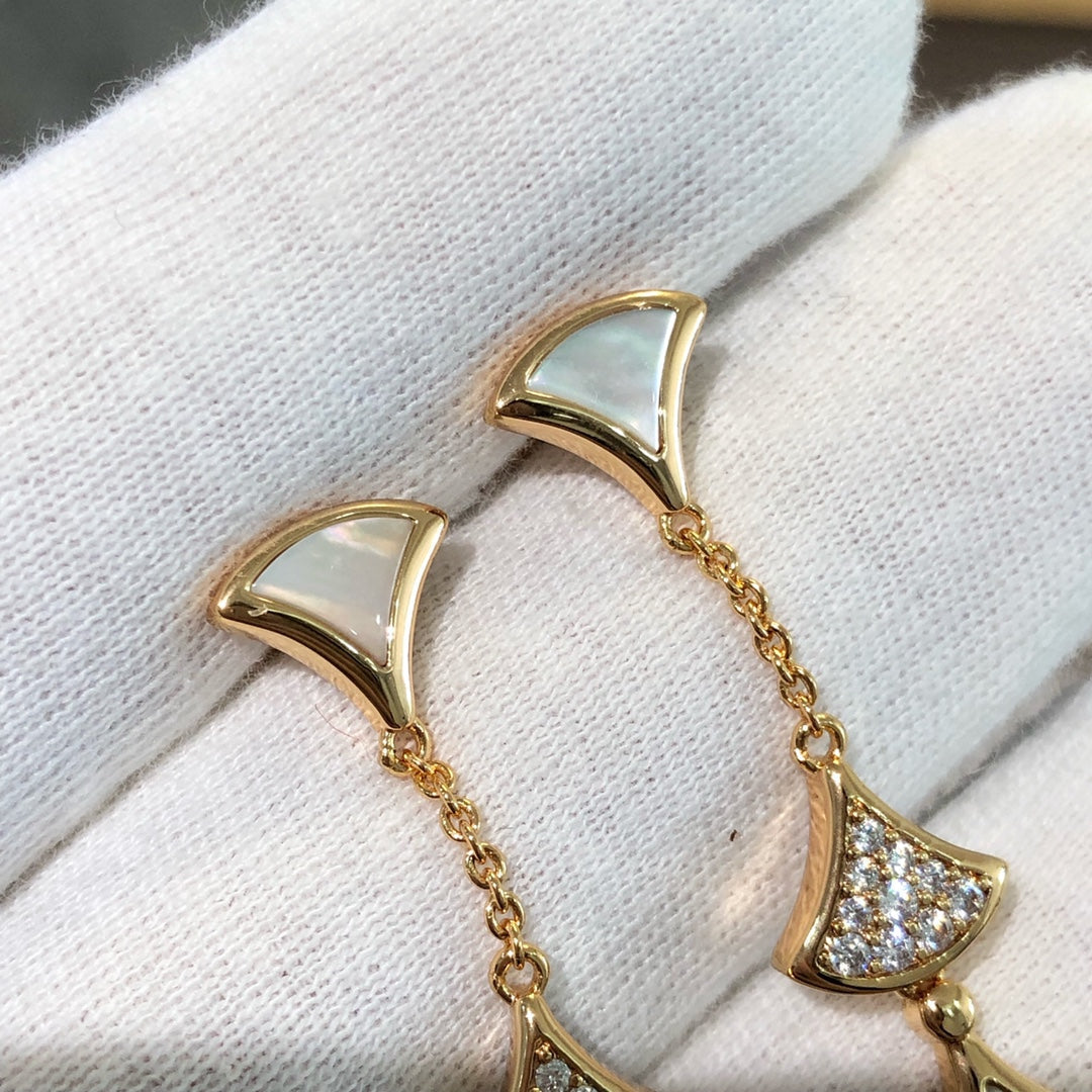[Vicky]DREAM EARRINGS 3 MOTIFS DIAMOND MOP PINK GOLD
