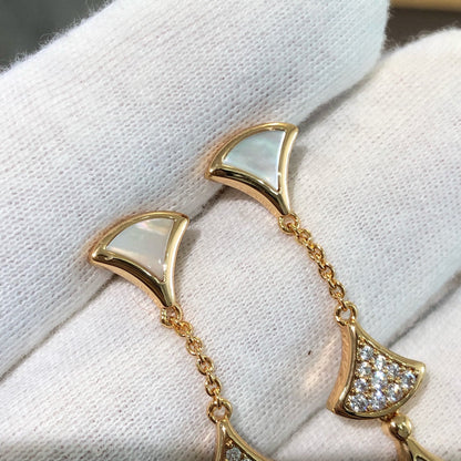 [Vicky]DREAM EARRINGS 3 MOTIFS DIAMOND MOP PINK GOLD
