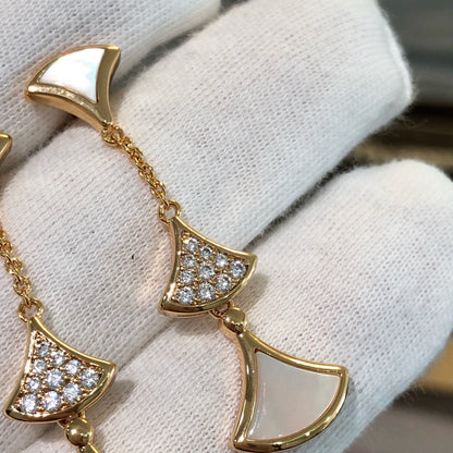 [Vicky]DREAM EARRINGS 3 MOTIFS DIAMOND MOP PINK GOLD