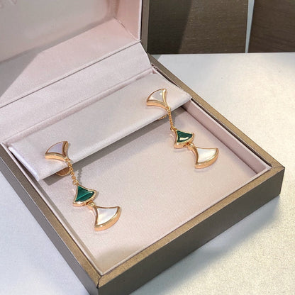 [Vicky]DREAM EARRINGS 3 MOTIFS MALACHITE MOP PINK GOLD