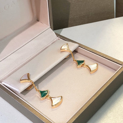 [Vicky]DREAM EARRINGS 3 MOTIFS MALACHITE MOP PINK GOLD