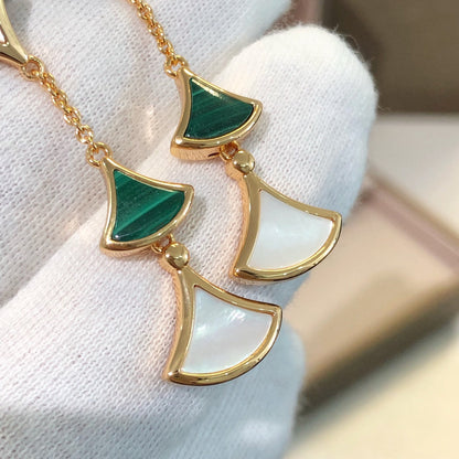[Vicky]DREAM EARRINGS 3 MOTIFS MALACHITE MOP PINK GOLD