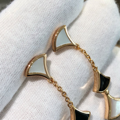 [Vicky]DREAM EARRINGS 3 MOTIFS ONYX MOP PINK GOLD