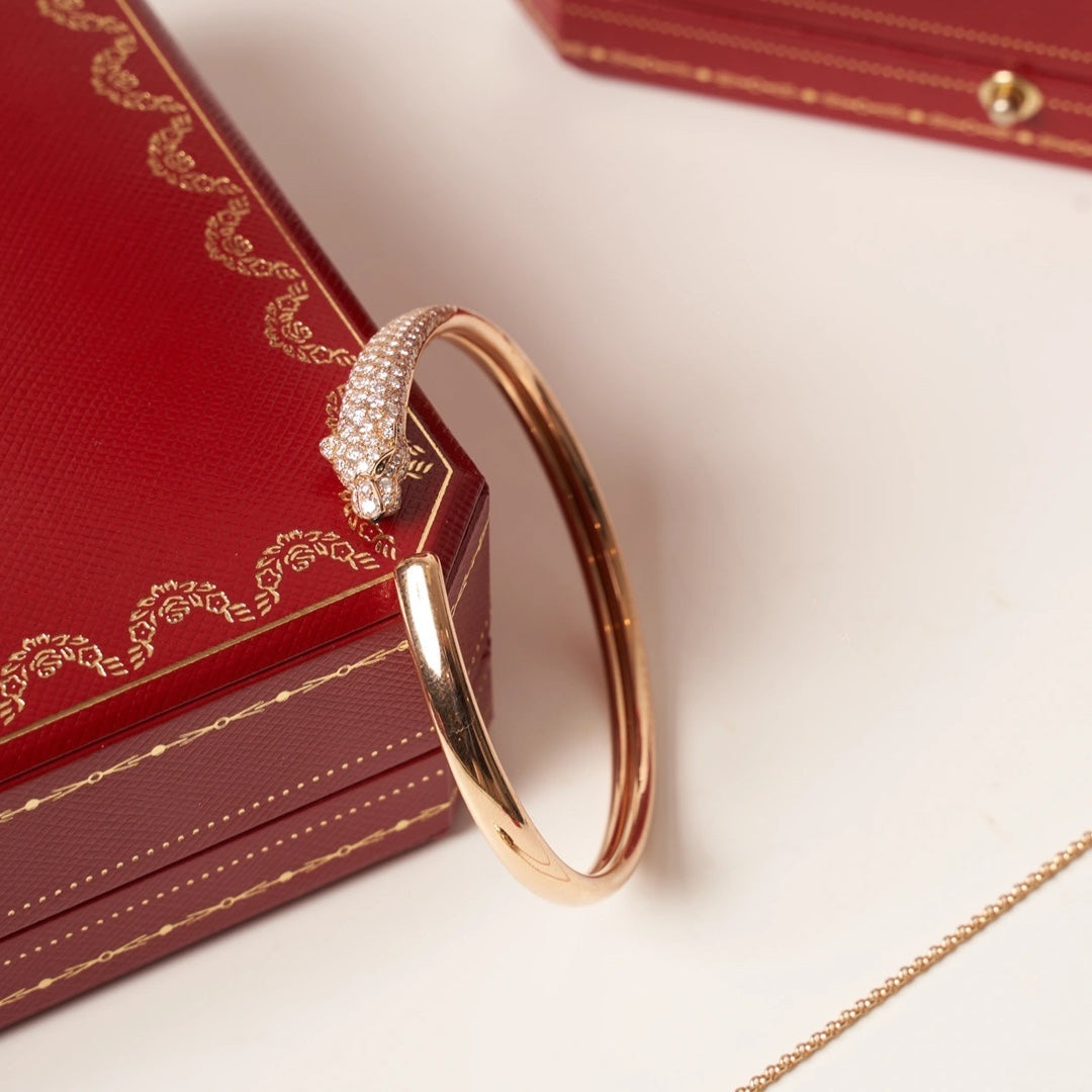 [Vicky] PANTHERE ROSÉGOLD DIAMANT OFFENES ARMBAND