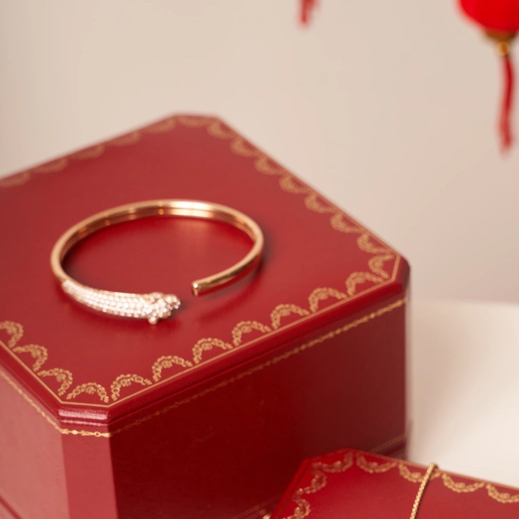 [Vicky] PANTHERE ROSÉGOLD DIAMANT OFFENES ARMBAND