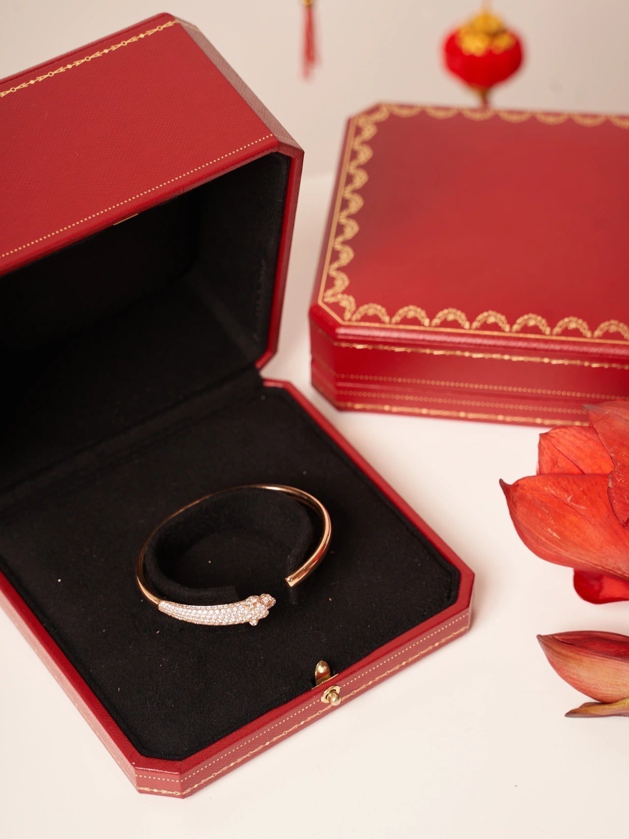 [Vicky] PANTHERE ROSÉGOLD DIAMANT OFFENES ARMBAND