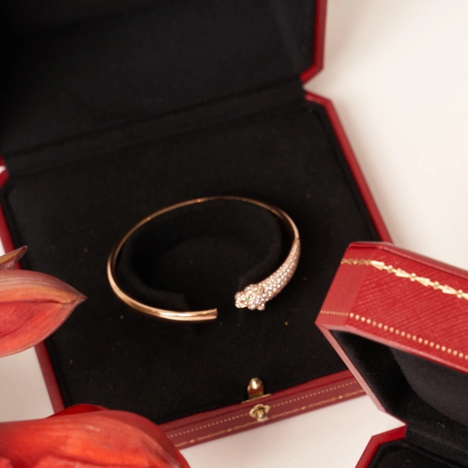 [Vicky] PANTHERE ROSÉGOLD DIAMANT OFFENES ARMBAND