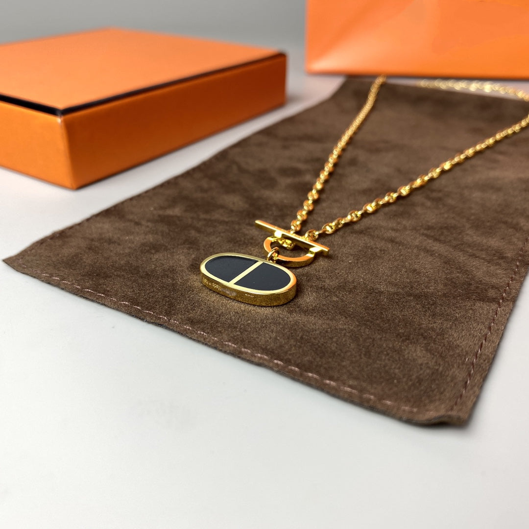[Vicky]CHAINE VERSO BLACK CERAMIC NECKLACE