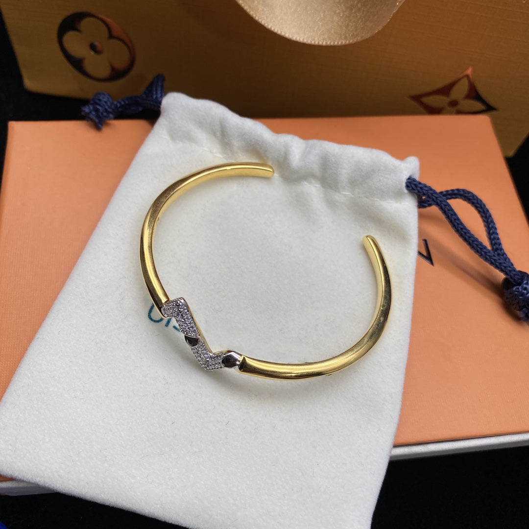 [Vicky]VOLTE UPSITEN DOWN DIAMANT GOLD OFFENES ARMBAND