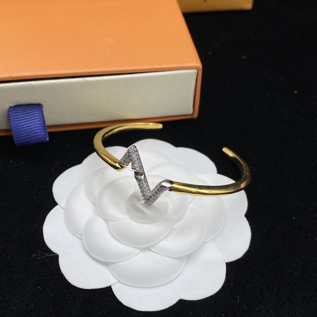 [Vicky]VOLTE UPSITEN DOWN DIAMANT GOLD OFFENES ARMBAND