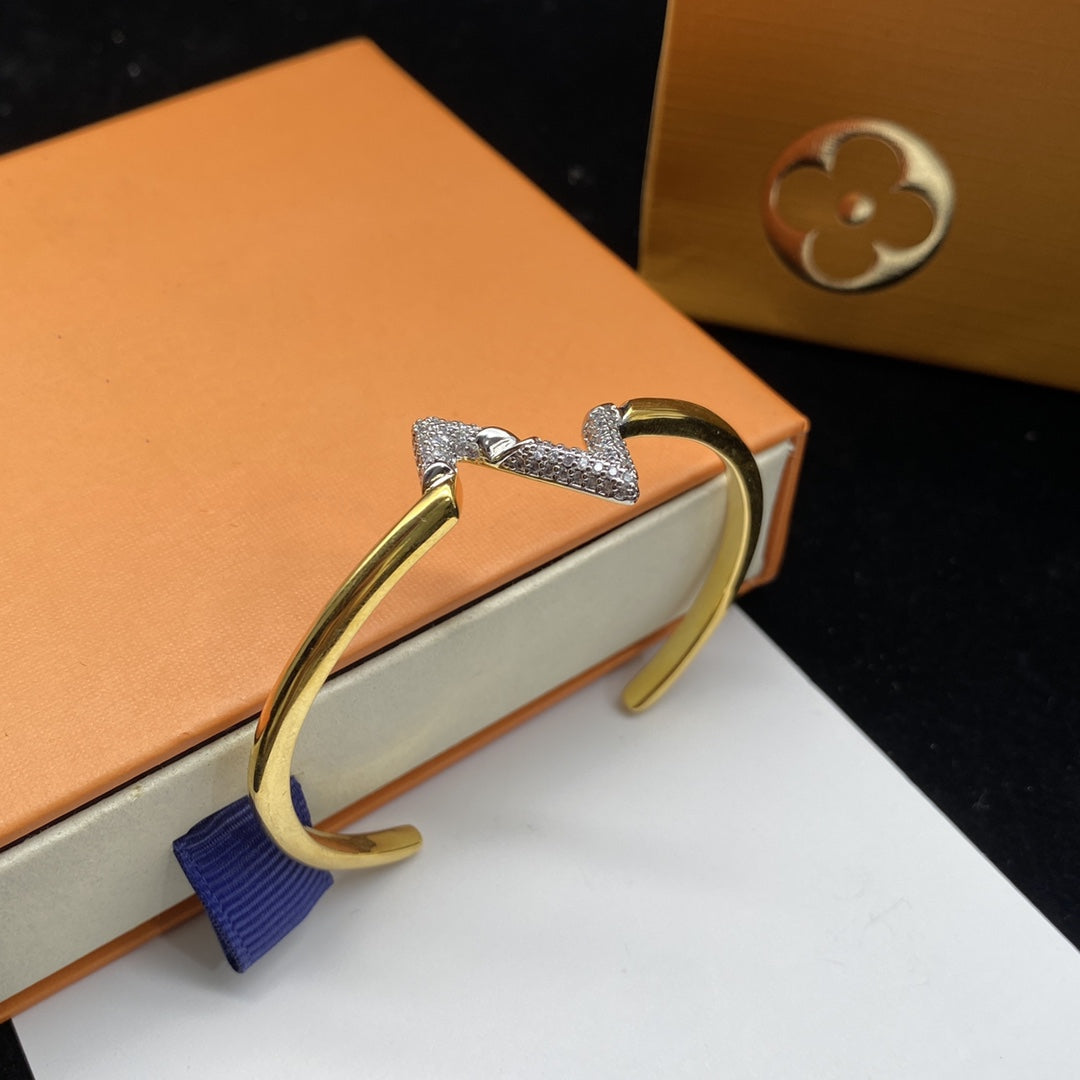 [Vicky]VOLTE UPSITEN DOWN DIAMANT GOLD OFFENES ARMBAND