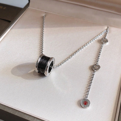 [Vicky]ZERO 1 BLACK CERAMIC SILVER NECKLACE