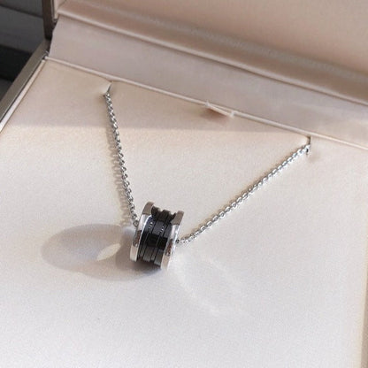 [Vicky]ZERO 1 BLACK CERAMIC SILVER NECKLACE