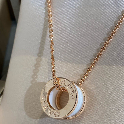[Vicky]ZERO 1 WHITE CERAMIC PINK GOLD NECKLACE