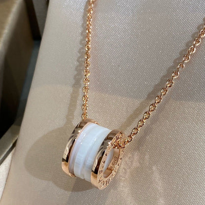 [Vicky]ZERO 1 WHITE CERAMIC PINK GOLD NECKLACE