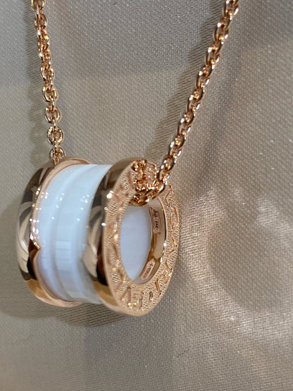 [Vicky]ZERO 1 WHITE CERAMIC PINK GOLD NECKLACE