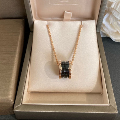 [Vicky]ZERO 1 BLACK CERAMIC PINK GOLD NECKLACE