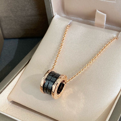 [Vicky]ZERO 1 BLACK CERAMIC PINK GOLD NECKLACE