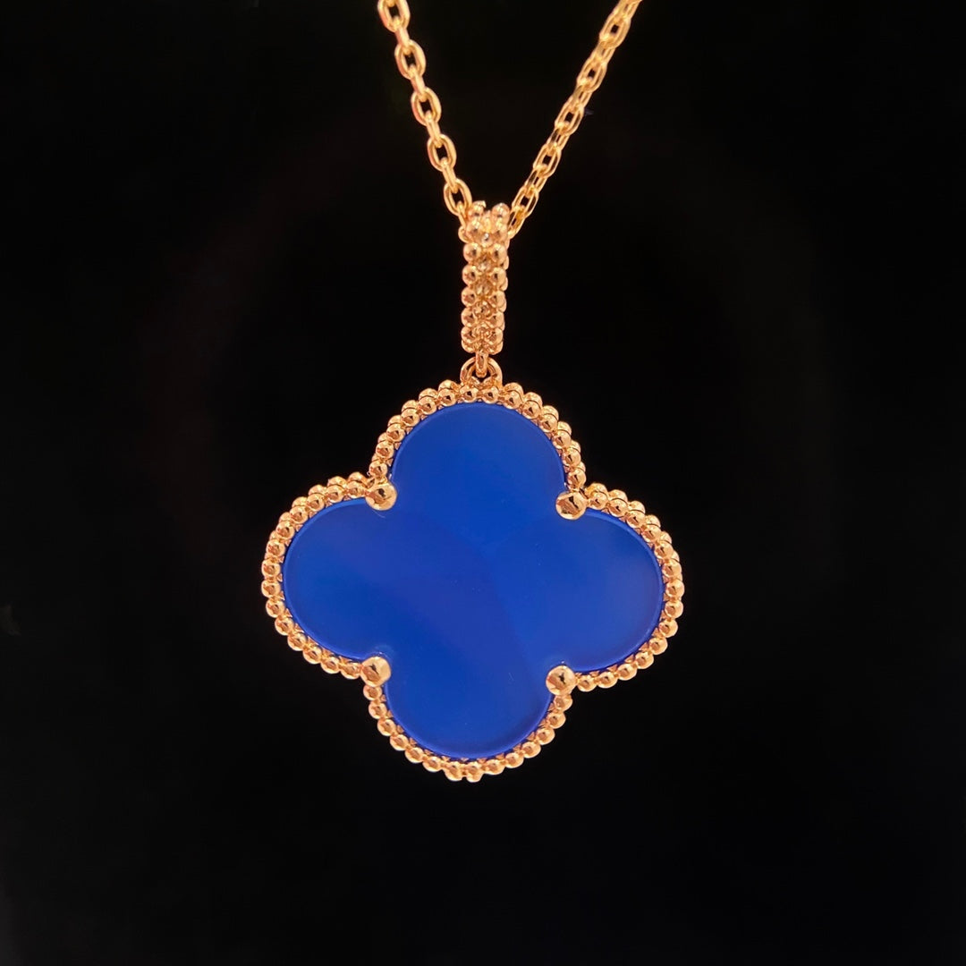 [Vicky]CLOVER 25MM NECKLACE TURQUOISE ROSE GOLD