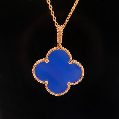 [Vicky]CLOVER 25MM NECKLACE TURQUOISE ROSE GOLD
