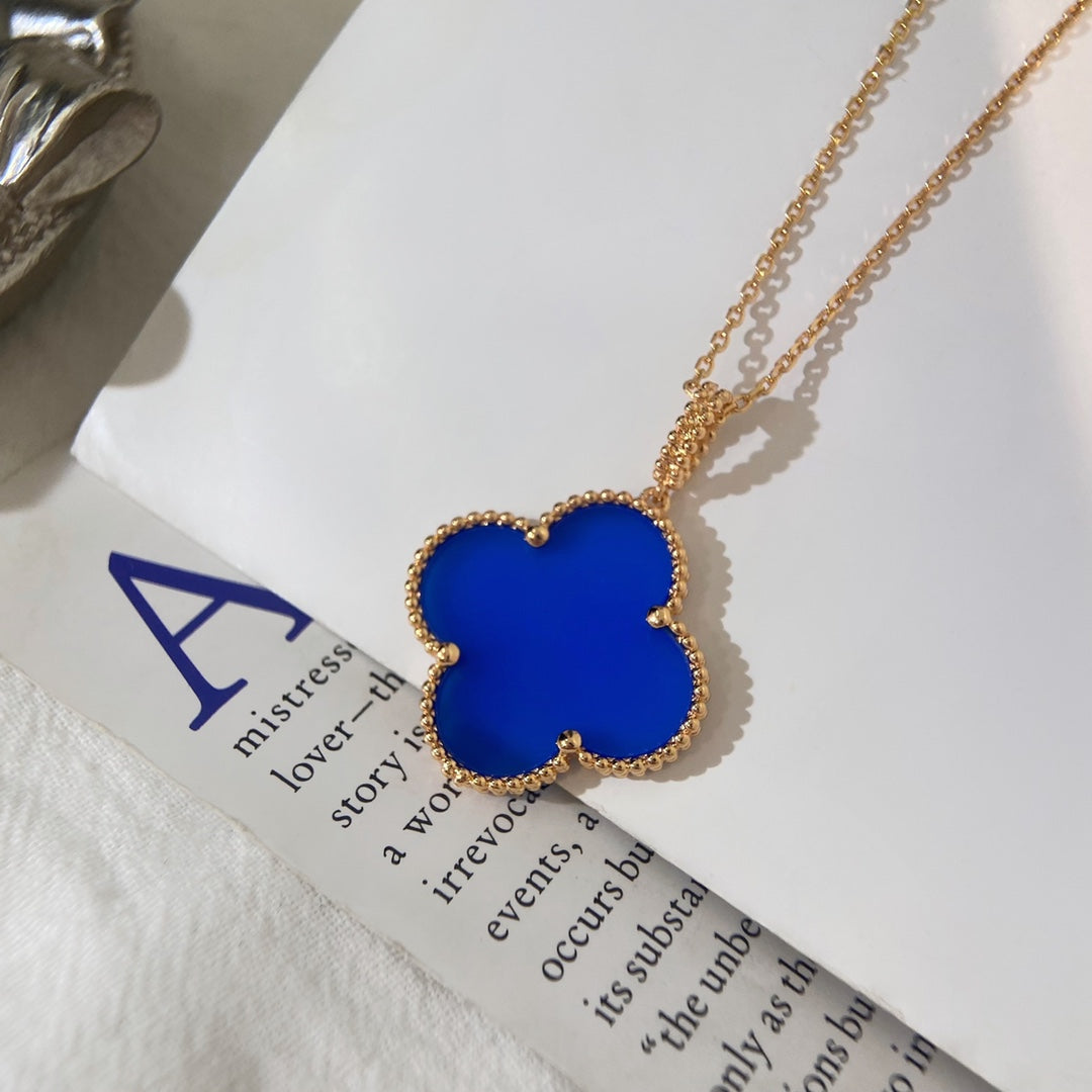 [Vicky]CLOVER 25MM NECKLACE TURQUOISE ROSE GOLD