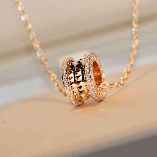 [Vicky]ZERO 1 ROCK PEDANT PINK GOLD NECKLACE