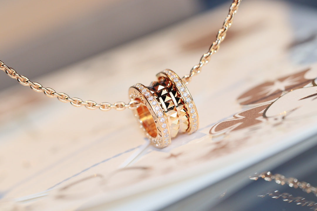 [Vicky]ZERO 1 ROCK PEDANT PINK GOLD NECKLACE