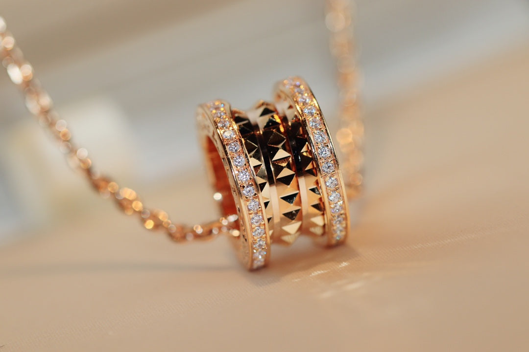 [Vicky]ZERO 1 ROCK PEDANT PINK GOLD NECKLACE