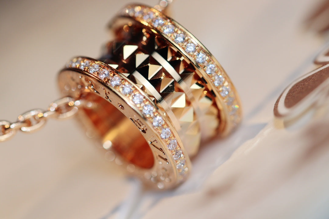 [Vicky]ZERO 1 ROCK PEDANT PINK GOLD NECKLACE