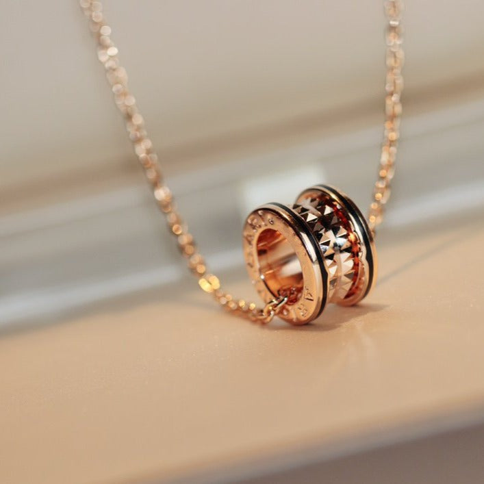 [Vicky]ZERO 1 ROCK PEDANT PINK GOLD BLACK NECKLACE