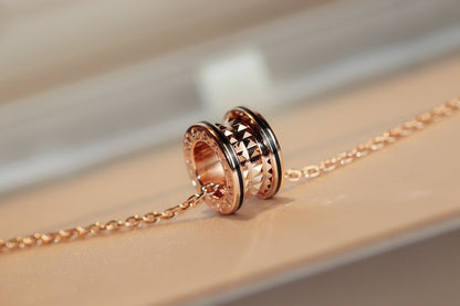 [Vicky]ZERO 1 ROCK PEDANT PINK GOLD BLACK NECKLACE