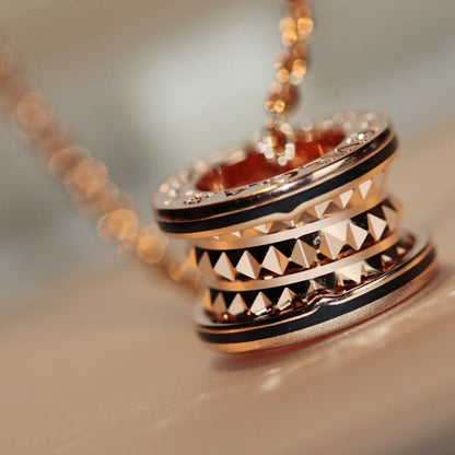 [Vicky]ZERO 1 ROCK PEDANT PINK GOLD BLACK NECKLACE