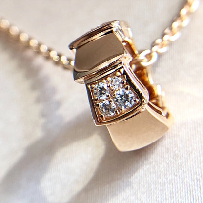 [Vicky]SERPENTI PEDANT DIAMOND PINK GOLD NECKLACE