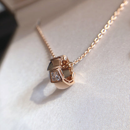 [Vicky]SERPENTI PEDANT DIAMOND PINK GOLD NECKLACE