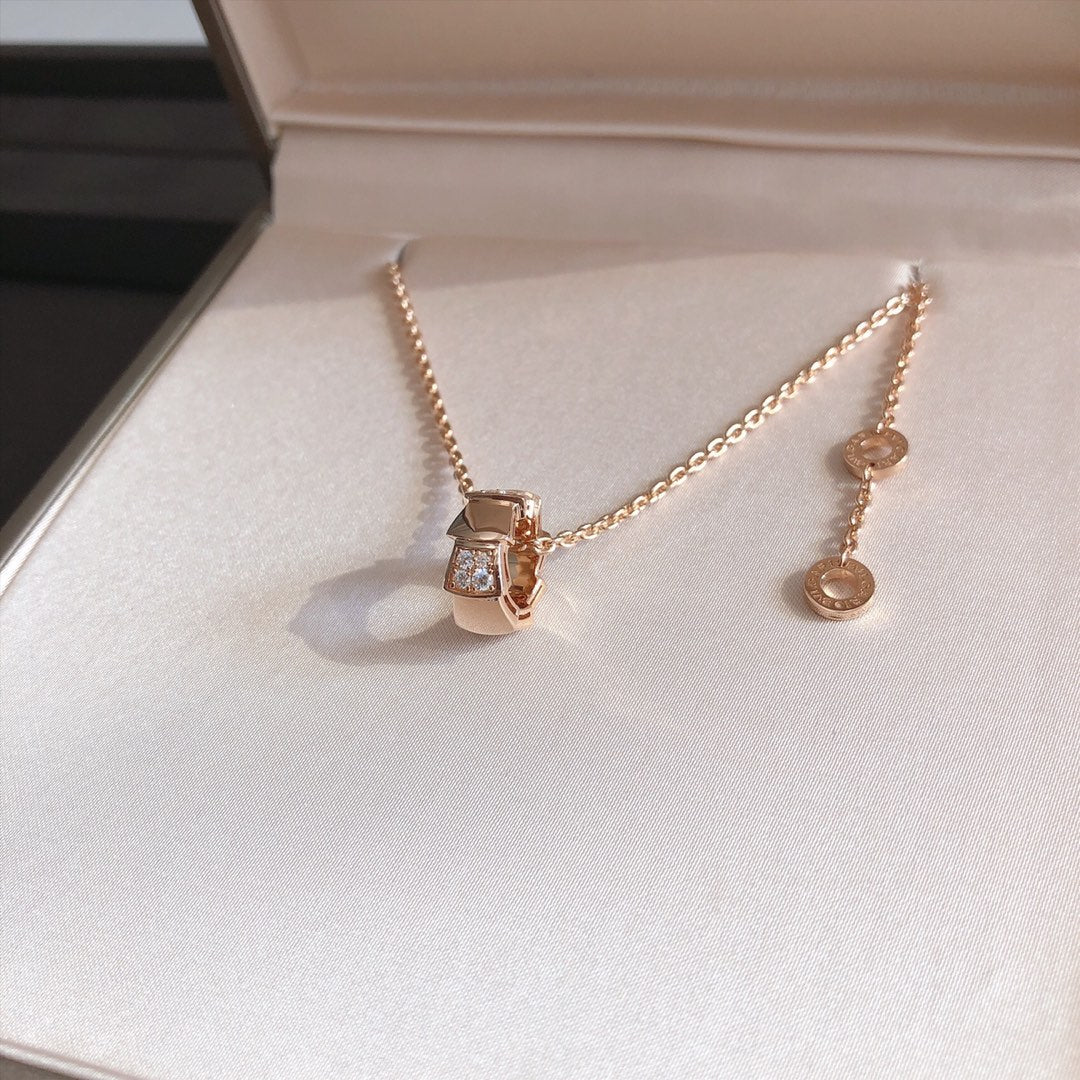 [Vicky]SERPENTI PEDANT DIAMOND PINK GOLD NECKLACE